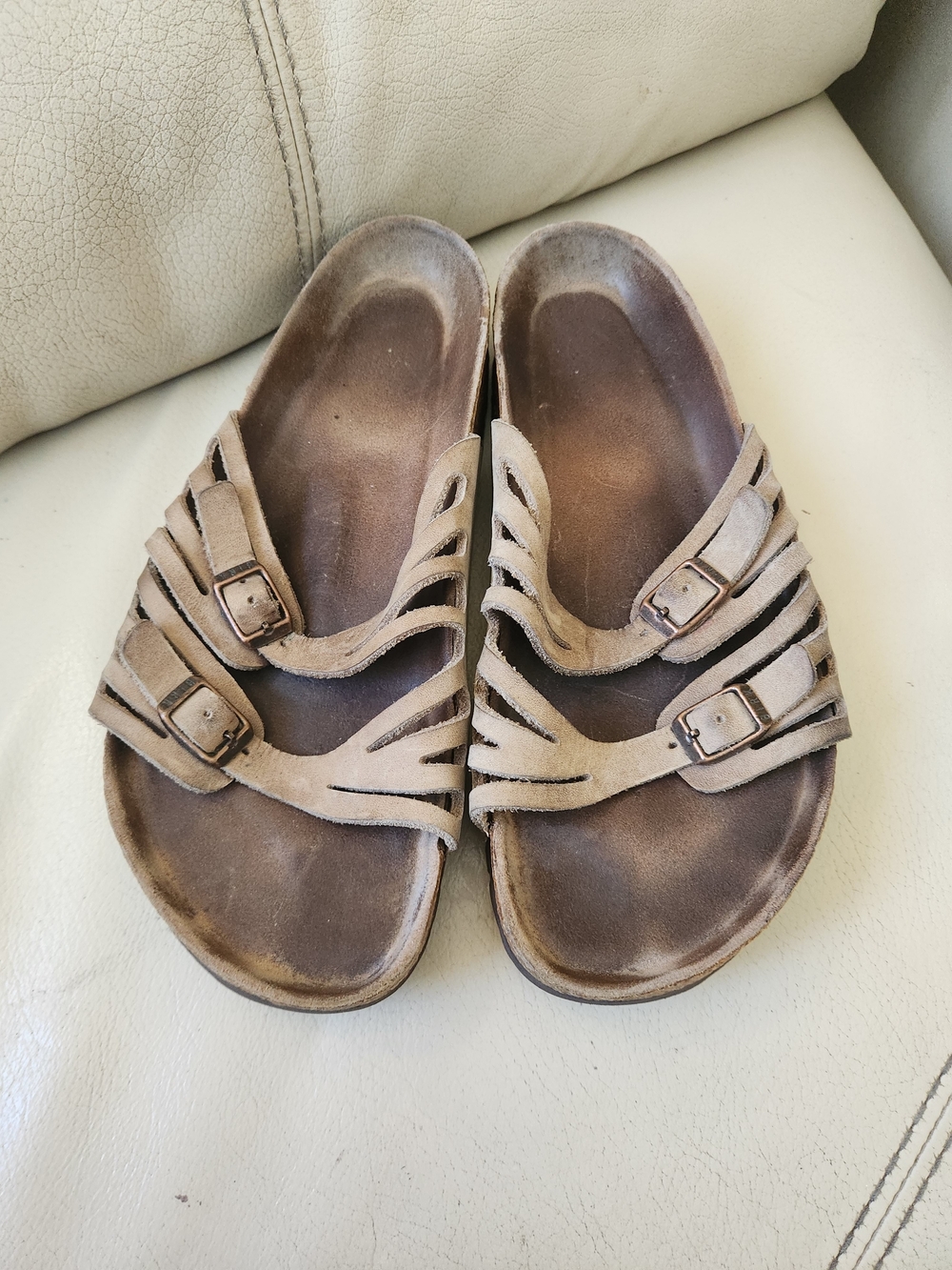 Birkenstock Tan Suede Triple Strap Sandals